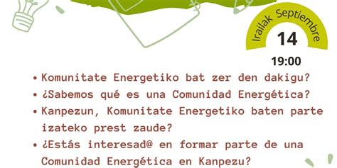 Charla Hitzaldia Comunidades energéticas Kanpezuko Kultur Etxea