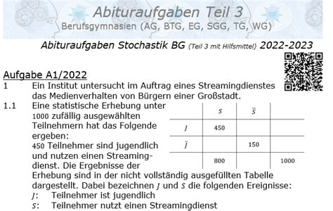 2022 2023 Stochastik BG Abituraufgaben Mit Hilfsmitteln