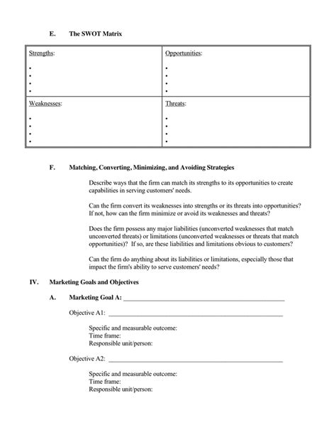 Marketing Plan Worksheets In Word And Pdf Formats Page Of