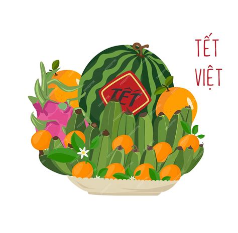 Premium Vector Five Fruit Tray Vector Fruit Tray In Vietnamese