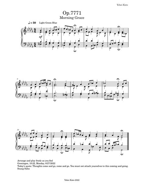 Op7771 Morning Grace Sheet Music For Piano Solo Easy