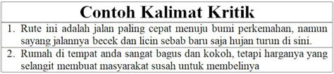 Contoh Kalimat Kritik 56 Koleksi Gambar