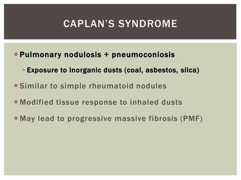 Pneumoconiosis As Related To Caplan Syndrome Pictures