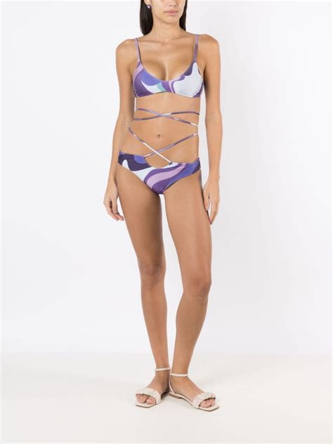 Adriana Degreas Wave Print Strappy Bikini Farfetch