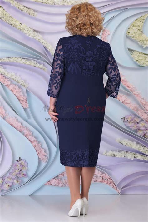 Dark Navy Lace Mother Of The Bride Dresses Knee Length Vestidos De