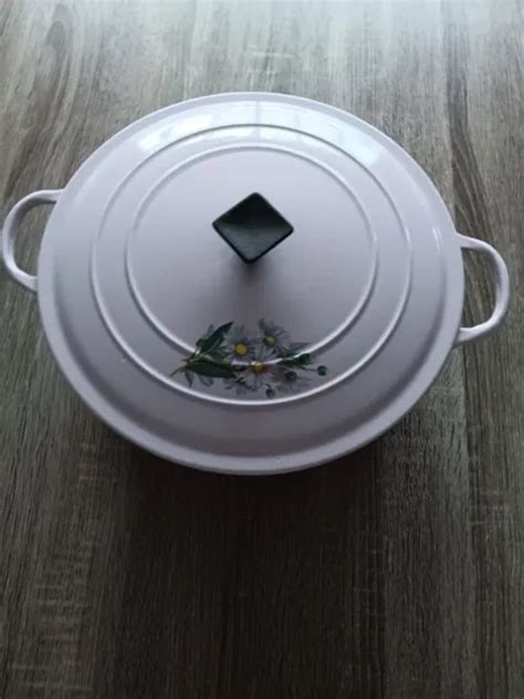 COCOTTE FAITOUT LE Creuset Ronde En Fonte Émaillée Décor Fleur 29 EUR