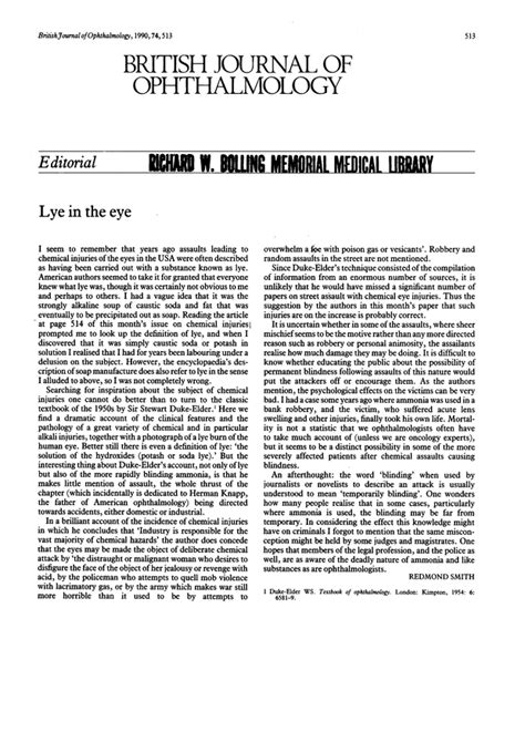 Lye In The Eye British Journal Of Ophthalmology