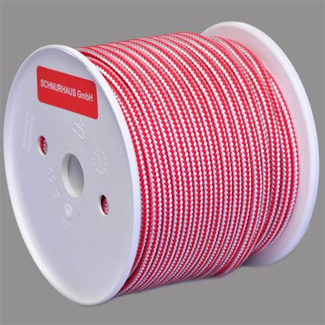 8mm PP 600daN Polypropylenschnur 50m Rot Weiss Streifen Seil Schnur