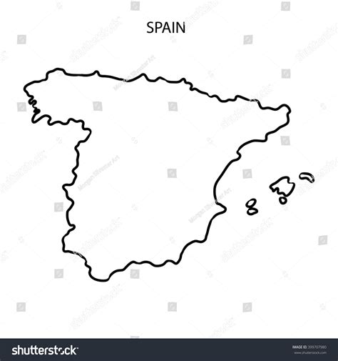 Spain Map Outline - Royalty Free Stock Photo 399707980 - Avopix.com