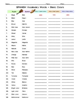 The Ultimate Spanish Vocabulary Word List Column Worksheets Bundle