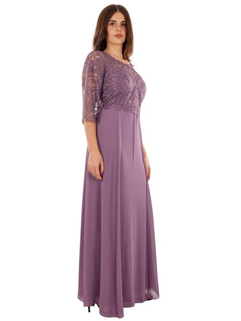 Abito Cerimonia Lungo Donna Mamma Sposa Taglie Forti Pizzo