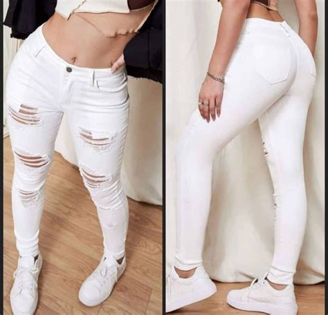 Solid Ripped Skinny Jeans Lazada Ph