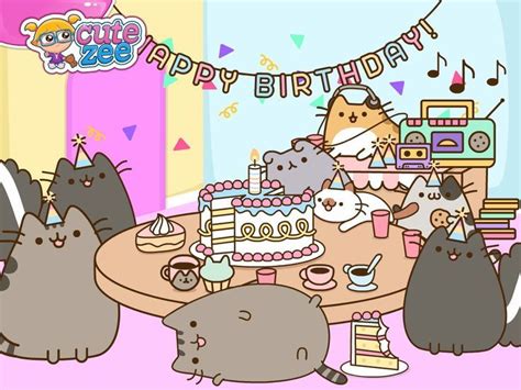 Cat Birthday Greetings Birthday Cards Pusheen Happy Birthday Cute