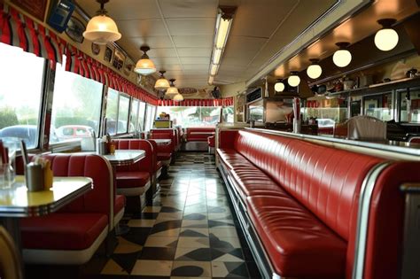 Premium Photo | A classic diner interior in 1950s style Ai generated