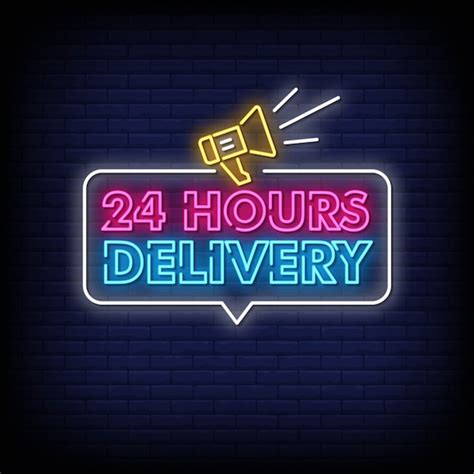 24 Hours Delivery Neon Signs Style Text Premium Vector