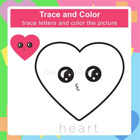 trace  color worksheet education developing worksheet stock vector