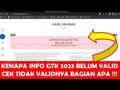 Kenapa Info Gtk Belum Valid Cek Bagian Apa Yang Belum Validnya