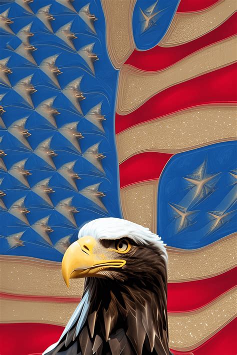 Majestic Bald Eagle Portrait With American Flag Creative Fabrica