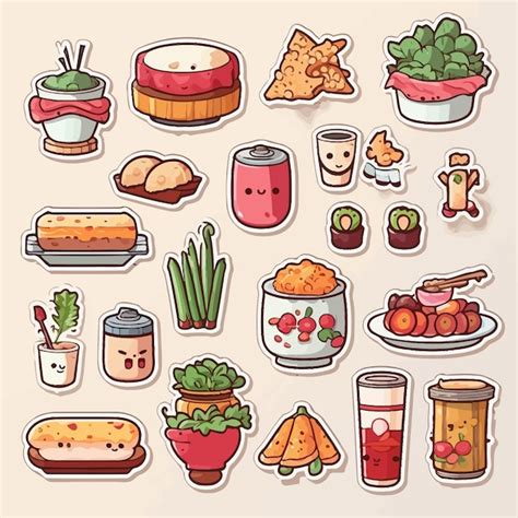 Premium Vector Food Sticker Set Vector