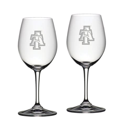 North Carolina Aandt Aggies 2 Piece 12oz Riedel White Wine Glass Set