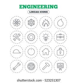 Engineering Linear Icons Set Ventilation Heat Stock Vector Royalty