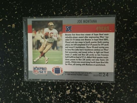 Mavin 1991 Nfl Pro Set Joe Montana Mvp Collectible 24 Super Bowl