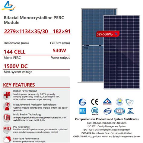 Perc Mono 540wp Bifacial Perc Solar Panel Bifacial Glass Solar Module China Solar Panel And Pv