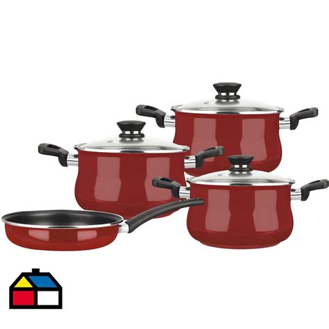 Batería De Cocina 7 Piezas Rubi Rojo Sodimac Chile