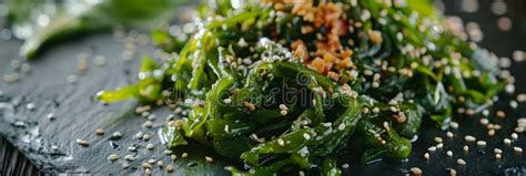 Hiyashi Wakame Chuka Kelp Salad Green Seaweed Salat With Sesame And