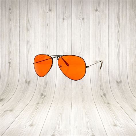 Orange Tint Aviator Sunglasses Black Frames By Offbeatoutlet