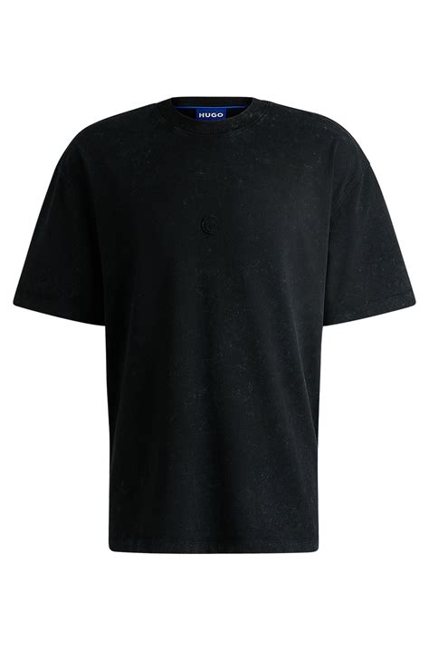 Hugo Cotton Jersey T Shirt With Happy Hugo Logo Black