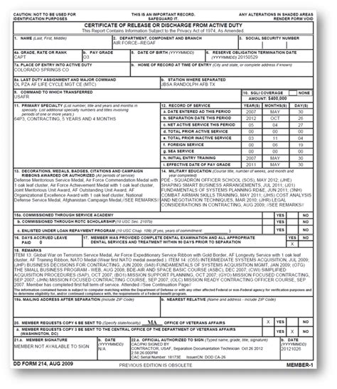 Printable Dd 214 Form Pdf