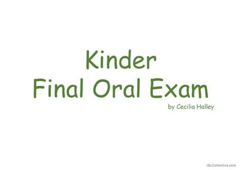 Kindergarten Oral Exam English Esl Powerpoints