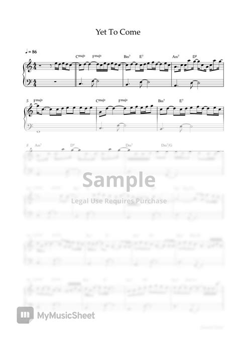 Bts Yet To Come Easy Piano Sheet 악보 By Pianella