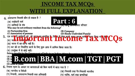 6 MCQ On Income Tax Income Tax Mcq Income Tax Law And Accounts Mcq TGT