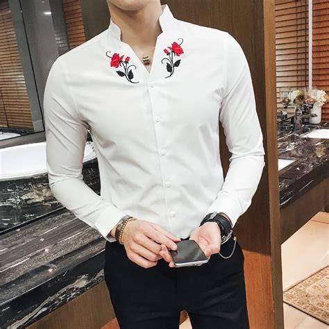 Buy High Quality Embroidered Shirt Men Slim Design Men