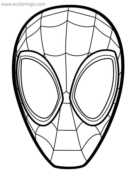 Miles Morales Coloring Pages Spiderman Mask. | Spiderman coloring ...