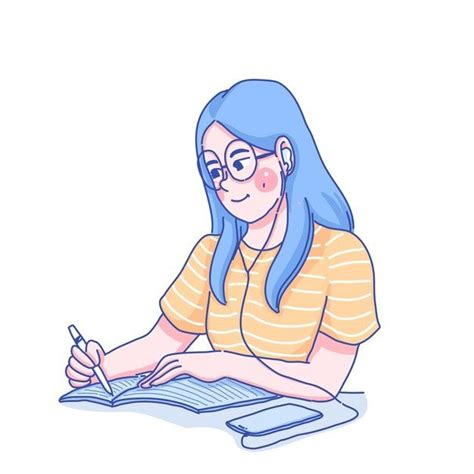 chica aprende por  misma ilustracion vector premium