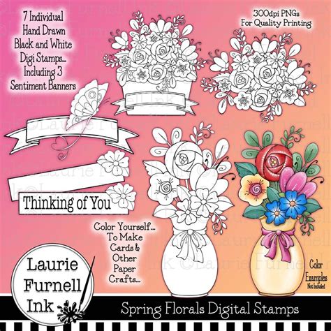 Flowers Digital Stamps Garden Digital Stamps Digi Stamps Etsy