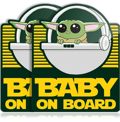 Baby Yoda On Board Stickers For Your Car Truck Or Minivan 2 Pack