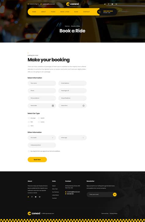 Conexi Online Taxi Booking Service PSD Template By Layerdrops