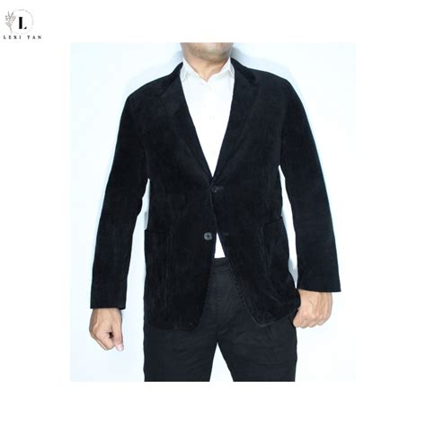 Jual Blazer Jas Casual Pria Warna Hitam Corduroi Merk Uniqlo Ukuran