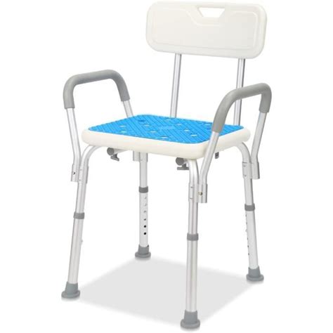 Tabouret de douche réglable en hauteur avec accoudoirs et dossiers