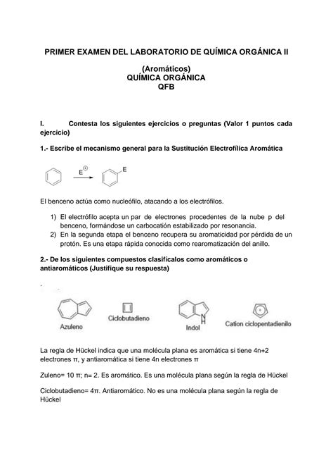 SOLUTION Primer Examen Del Laboratorio De Qu Mica Org Nica Ii Qo Qfb