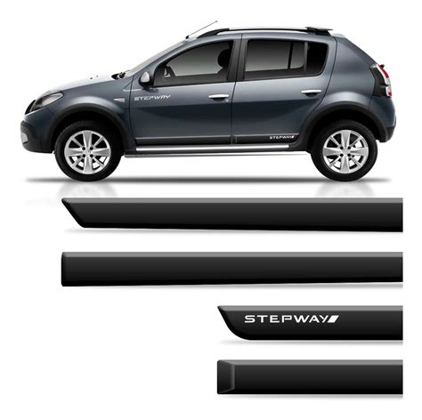 Jogo Friso Lateral Sandero Stepway Preto Personalizado Parcelamento