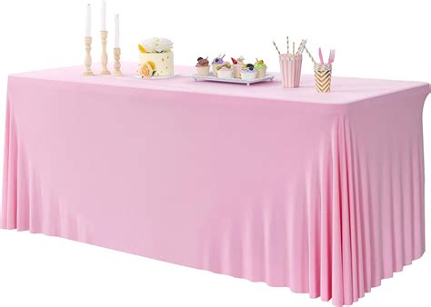 8ft Pink Spandex Tablecloth 2pack For Rectangle Tables