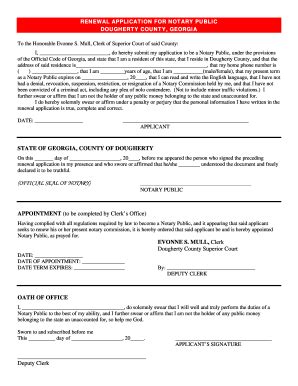 Renewal Application For Notary Public Albany Albany Ga Fill And