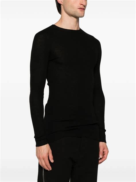 Rick Owens Ribbed Knit Virgin Wool Jumper Black Farfetch