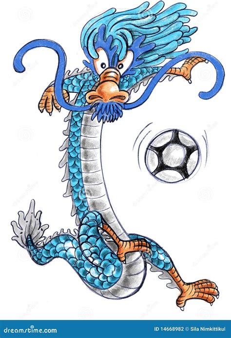 Dragon Cartoon Playing Football Stock Illustration Image 14668982