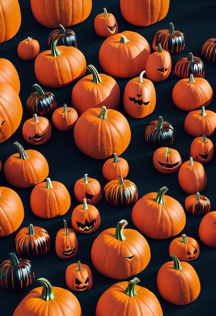 Premium AI Image | Lots of orange pumpkins for a Halloween celebration